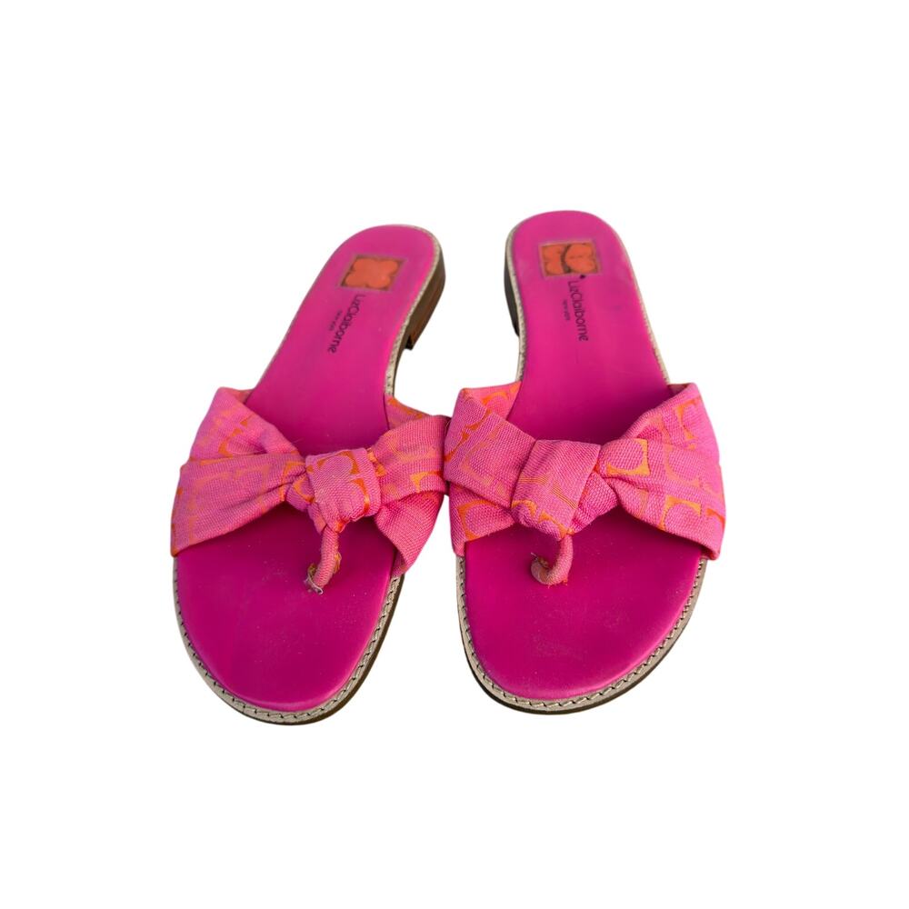 Liz Claiborne Bow Knot Slip On Sandals Modern Womens 11 Pink